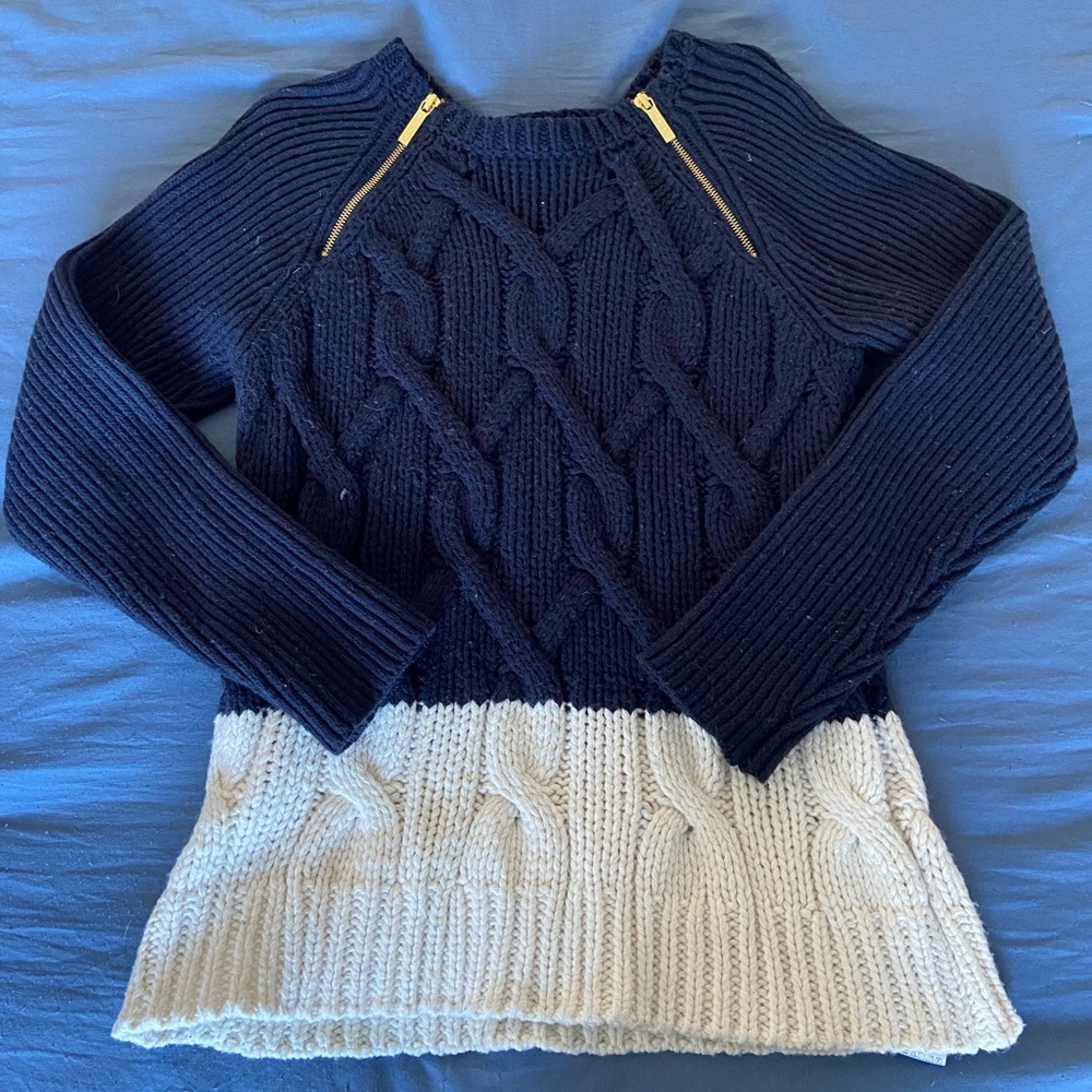 Michael Kors Cable Knit Sweater with Gold Accents